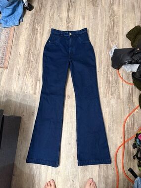 High-Rise Navy Flare Jeans for Women